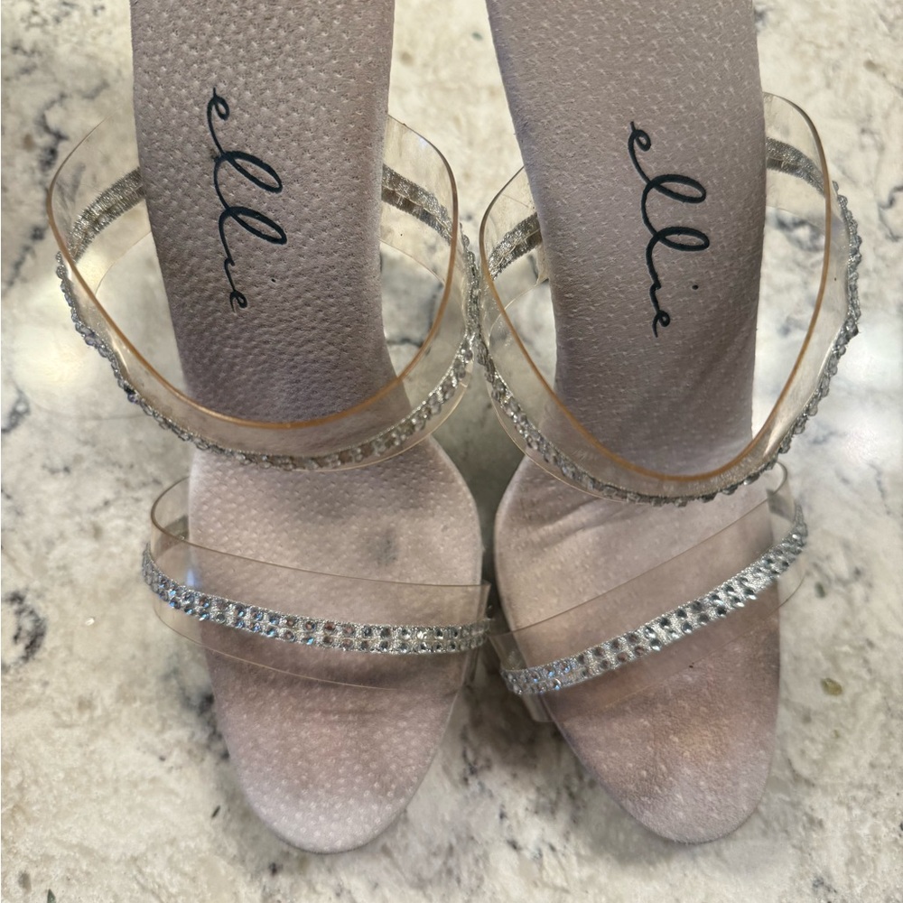 Ellie Silver Rhinestone Heels
